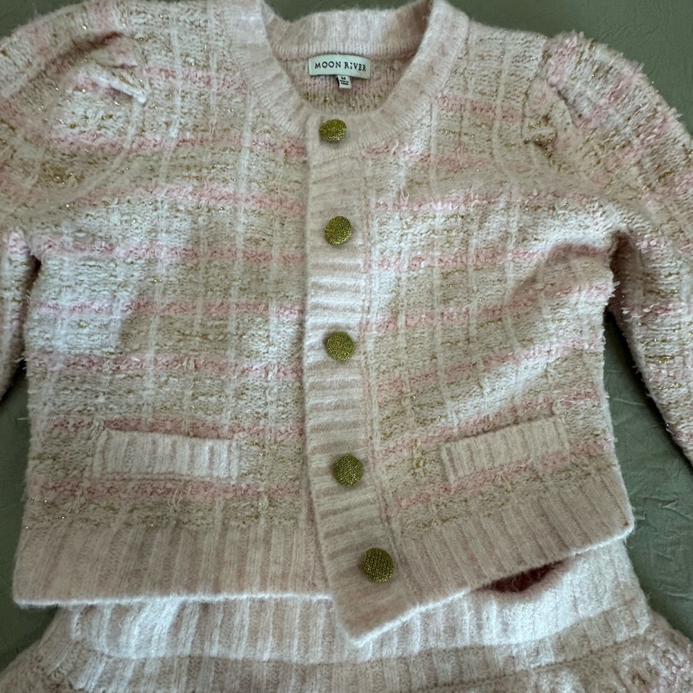 Moon River Soft Pink & Cream Tweed women’s set Jacket and skirt